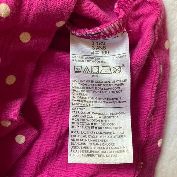 Baby Gap Factory 3T Long Sleeve Tee Pink Fuchsia Polka Dot Kids Button-Up - Picture 10 of 16